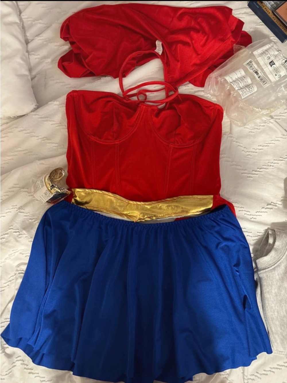 Womens captian America/ wonder women Costume with Gold Belt